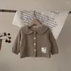 Vestes d'automne pour bébés garçons et filles, manteau à Pompon mignon, à la mode, col de poupée, poche florale pour bébé coréen, vêtements pour nourrissons