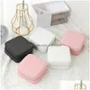 Jewelry Boxes 1Pcs Single Layer Storage Box Ladies Travel Leather Classic Black Pure White Fashion Pink 230920 Drop Delivery Dhxbi