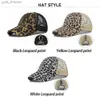 Ball Caps Dames Paardenstaart Baseball C Zomer Zonnehoed Mesh Hoed Luipaardprint Hip Hop Vintage Vrouwelijke Paardenstaart Hoed Outdoor Meisjes Dames C L240314