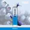 İspanyolca Dili Kristal Bar 7000 Puf 7k 7000 Puffs Tek Kullanımlık Vape Kalem Ecig Buhar Kristal 7000 600 9000 10000 Vape Puffs 6K 9K Pro Max İspanya Hollanda İngiltere Kolombiya