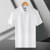 Polos pour hommes 2024 luxe glace soie tracless élastique à manches courtes T-shirt été haut de gamme marque mode affaires Polo chemise