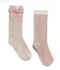 Kindersokken 1-7Years Kindersok Meisjes Kniekousen Met Bogen Gestripte Peuters Lange Sokken Kinderen Schoolsok Zacht Baby Baby Socken YQ240314