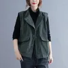 Coletes femininos 2024 outono veludo colete solto literário retro casual jaqueta roupas de trabalho