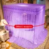 Bordado rendas plissado mosquito net para cama quadrado romântico princesa rainha tamanho cama de casal dossel luxo mosquito tenda malha 240306