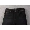 817amiri Street lettre motif ange Denim pantalons décontractés Micro élastique coton jeunesse noir jean serré