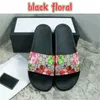 Tasarımcı Terlik Düz Scuffs Sandallar Kauçuk Slaytlar Pembe Siyah Çiçek Tuval Yeşil Mavi Çiçekler Erkekler Lüks Slipper Kadın Moda Yaz Slide Slayt Sandal Plaj Ayakkabıları