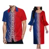 Vestidos de festa Pacífico inspirado vestido estilo polinésio casal combinando Samoa roupa homem camisa solta mulher longa