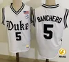 Jared McCain Duke 농구 저지 남성 스티치 #5 Paolo Banchero Duke Blue Devils March Madness Final Four Jerseys