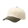 Casquettes de balle hiver femmes chapeau en peluche bicolore velours côtelé dame casquette de baseball épais chaud beige blanc marron noir