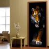 Adesivi Decorazione della casa Adesivo per porta 3D Stereo Tigre Animale Carta da parati Soggiorno Camera da letto Cucina Vinile impermeabile Porta murale Pasta per porta