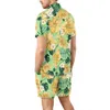 Abito di design da uomo europeo camicia casual allentata set pantaloncini a maniche corte da spiaggia con stampa digitale Hawaii Zqj6
