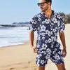 Camisa para hombre Traje de playa informal Deportes de vacaciones Pantalones sueltos de manga corta estampados