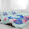 Conjuntos de cama BlessLiving Colorido Peacock Bed Set 3 Peça Turquesa Pássaro Duveta Capa Aquarela Penas Étnica Colcha Rainha