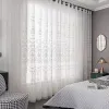 Curtains Embroidered White Tulle Sheer Curtains for Living Room Curtains for Bedroom Wedding Voile Flower Drapes Windows Backdrop Europe