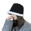 Bérets d'hiver en coton polaire d'agneau, coupe-vent, résistant au froid, chapeau de seau de style coréen, casquette de pêcheur en peluche pour femmes, automne