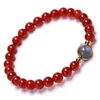 Koraliki Czerwony Agat Kamienna Kamienna Bransoleta Uzdrawianie kamienia szlachetnego Para Bracelety dla kobiet biżuteria modowa