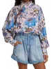 Kadın bluzları zadigant sonbahar bahar tarzı retro dantel yakalı zarif çiçek tek göğüslü yüksek boyunlu bluz gömleği
