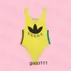 Costume gglies ggs gu cci guc ci guucci gucc gucccis gccci Designer jaune Bikini femme maillot de bain une pièce à la mode maillot de bain à rayures été plage dames bain 61UF