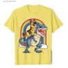 Męskie koszulki 2024 Nowy trend Shepherd Niemiecki Dinozaur T rex tshirt dla mężczyzn Rainbow T-shirt