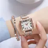 Armbandsur modeklockor lyxiga varumärken fyrkantig romersk kvinnlig kvartsklocka enkel rostfritt stål avtagbar rem