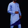 Dashiki Abbigliamento da uomo africano Set Gioventù Casual Sociale Manica lunga Etnico Camicia a due pezzi Pantaloni Abito da uomo Abbigliamento maschile europeo 240304