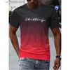 Homens camisetas Vintage Mens T-shirt 3D Gradiente Impressão Curto Slve Tops Verão Casual Strt Moda Camiseta Oversized Camiseta Homens Roupas Y240314