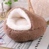 Mats 2 en 1 pour animaux de compagnie Chat lit de chat rond Plux de chat lit chaud maison maison douce et longue lit en peluche pour les petits chiens chats nid beignet réchauffeur de sommeil