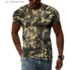 Mäns T-shirts Militära kamouflage T-shirt för män Soldater 3D Tryckt Tactical T-skjortor Arméfans snabbt torkar korta slv ryska toppar ts y240321