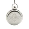 Silvery Case Full Hunter Value Quality Freemasonry Masonic Quartz Pocket Watch Chain