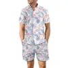 Projektant Suit European Mens Casual Loose Shirt Set Hawaii Digital Print Beach Shorts Shorts Qtdf