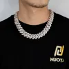 Hip Hop complet 20mm trois rangées Zircon Double couleur diamant chaîne cubaine collier pour hommes