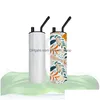 Gobelets Entrepôt local Sublimation Narguilé Bong Coupes En Acier Inoxydable Droit Skinny Tumbler Double Paroi Insation Tasse À Boire 297U Dhgco