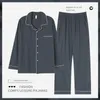 Man Pajamas Sets Spring Autumn Long Sleeve Soft Cotton Pyjamas Cardigan Home Clothing Male Solid Color Loose Casual Sleepwear 240313