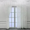 Curtains French Romantic 3D Rose White Tulle Skirt Curtains For Luxury Living Room Bedroom Windows Wardrobe Partition Home Decoration