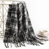 Scarves Large Plaid Scarf Trendy Thicken Cashmere Shawl Long Korean Style Tassel Student