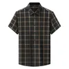 Männer Casual Hemden 7XL 8XL 6XL Plus Größe Klassische Plaid Streifen Kurze SleevShirts Für Männer Sommer Täglich Baggy Dünne shitrs Kleid Männlich Blau