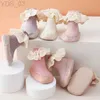 Kids Socks Baby Girls Ruffle Socks With Rubber Soles Infant Sock Newborn Autumn Children Floor Lace Flowers Shoes Anti Slip Soft Sole Sock YQ240314