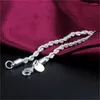 Urok bransoletki moda 925 srebrna bransoletka dla mężczyzny kobiet 4 mm pokręcona linka łańcuch biżuterii