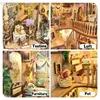 Puzzle 3D Fai da te LED Luce Puzzle 3D in legno Stanza Fermalibri Libro Angolo Decorazione Assemblato Edificio Scaffale in miniatura Casa delle bambole Giocattoli Regali per bambini 240314