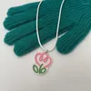 Collier ras du cou avec pendentif en forme de fleur en acrylique pour femme, collier en corde en cuir, bijoux, cadeaux pour petite amie, 57BD