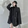 Женские костюмы, корейский шикарный пиджак, женская одежда, уличная одежда, черный костюм, свободное пальто с длинными рукавами, повседневная куртка, Mujer, топы