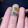 Cluster Rings Natural Emerald Ring Fashionable Gem Quality 925 Silver 4x5mm