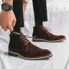 Botas homens tendência de negócios tornozelo manga curta rendas até antiderrapante sola durável estilo europeu preto marrom tamanhos 38-45 masculino