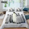 Set Home Living Living Luxury 3D Penguin Litteur Ensemble de couvre-couverture de couette Set Oreadcase Kids Liber Set Queen et King EU / US / AU / UK Taille des rideaux transparents