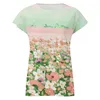 Mulheres camisetas Mulheres Verão Top Ocidental Estilo Étnico Padrão Impresso V Neck Camisa Manga Curta para Moda