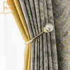 Curtains Light Luxury Gray Jacquard Solid Color Stitching Thickened Blackout Curtains for Living Room Bedroom Dining Room Partition