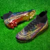 2024 New Women Men Football Boots AG FG High Top Soccer Shoes Youth Professional Training Shoes Gold Sole