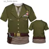 T-shirts voor heren Kapitein-generaal Uniform T-shirts Mannen Coole ontwerpen 3D-print T-shirt Dameskleding Strtwear Cosplay Tops Grappige kindert-shirts Y240314