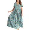 Casual Dresses Beach Midi For Women 2024 Plus Size Boho Comfortable Pleated Loose Flower Chiffon Flapper Dress Cocktail