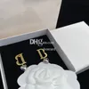 Hjärtformörhängen Designer Letter Earndrops for Girls Retro Gold Brass Earrings Drop Studs With Present Box